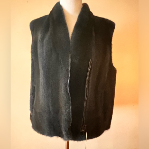 NWT Brunello Cucinelli Real Mink Reversible shearling Vest Monili Italy Size 44 - Picture 8 of 15